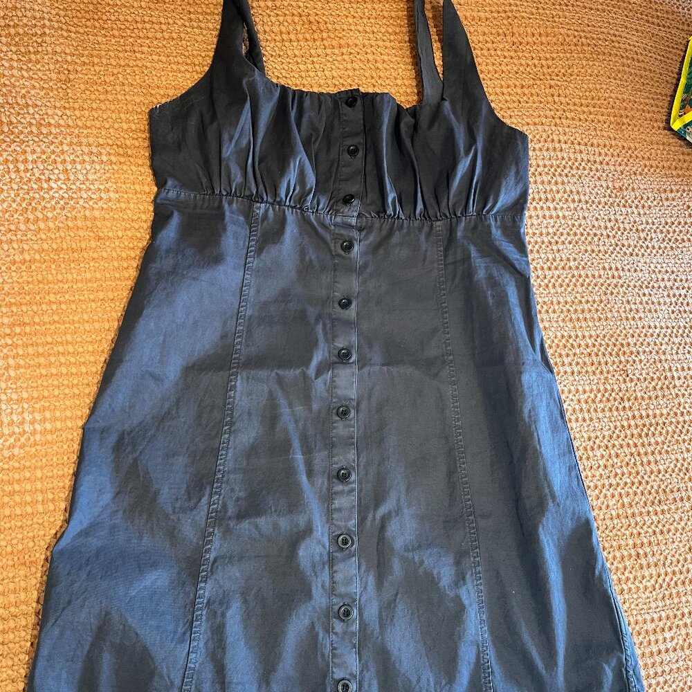 Shirred Button-Front Dress Gap